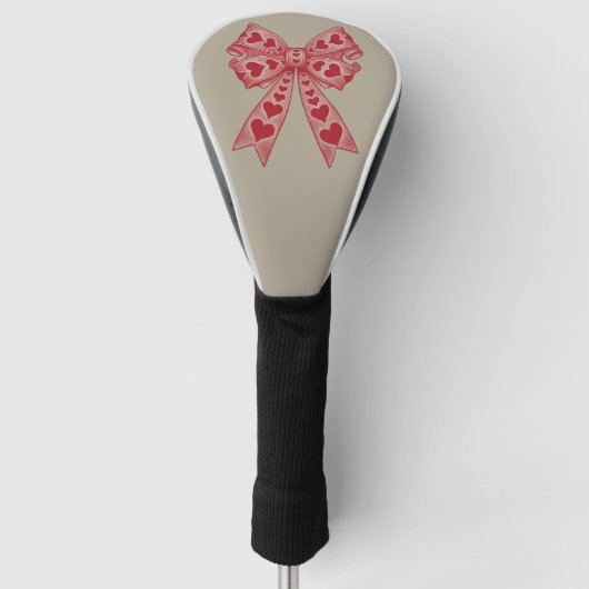 Valentijnsdag Hart Coquette strik Retro Valentijn Golfheadcover (Voorkant)