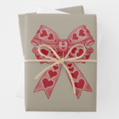 Valentijnsdag Hart Coquette strik Retro Valentijn Inpakpapier Vel (In situ)