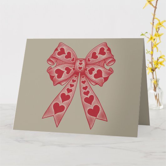 Valentijnsdag Hart Coquette strik Retro Valentijn Kaart (Gele Bloem)