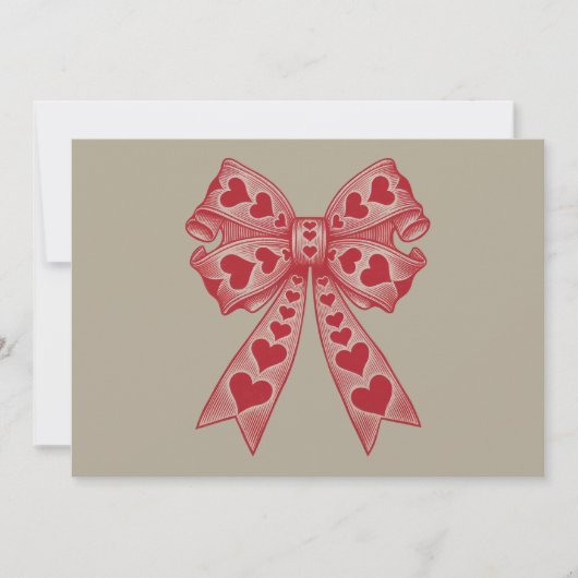 Valentijnsdag Hart Coquette strik Retro Valentijn Kaart (Voorkant)