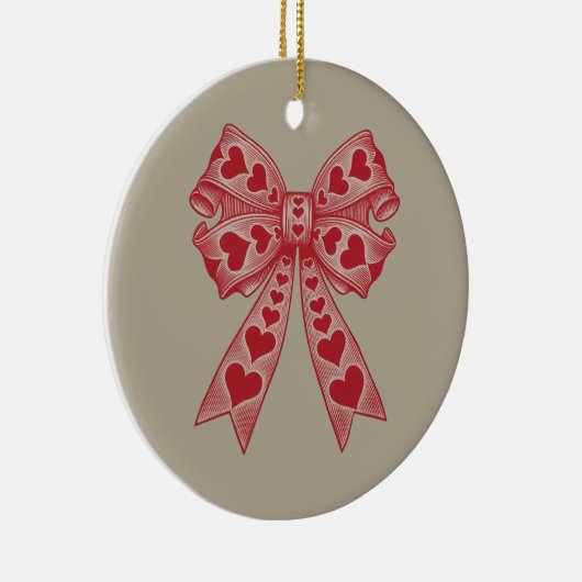 Valentijnsdag Hart Coquette strik Retro Valentijn Keramisch Ornament (Rechts)