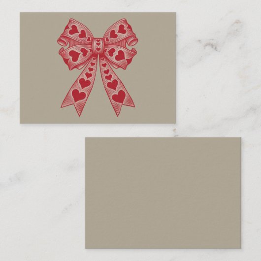 Valentijnsdag Hart Coquette strik Retro Valentijn Notitiekaartje (Voorkant / Achterkant)