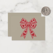 Valentijnsdag Hart Coquette strik Retro Valentijn Notitiekaartje (Voorkant / Achterkant in situ)