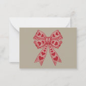 Valentijnsdag Hart Coquette strik Retro Valentijn Notitiekaartje (Voorkant)