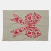 Valentijnsdag Hart Coquette strik Retro Valentijn Theedoek (Horizontaal)