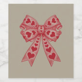 Valentijnsdag Hart Coquette strik Retro Valentijn Wijn Etiket (Enkel label)