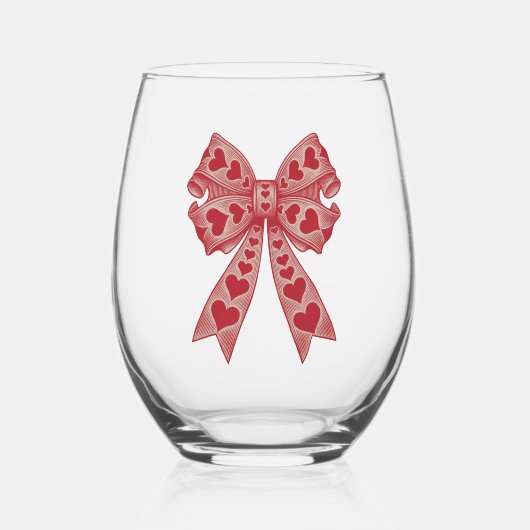 Valentijnsdag Hart Coquette strik Retro Valentijn Wijnglas Zonder Voet (Achterkant)