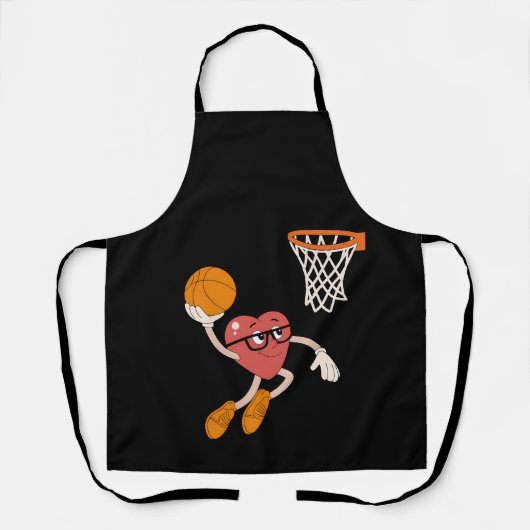 Valentijnsdag Hart Dunker Cute Basketbal Schort (Voorkant)