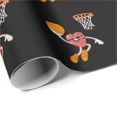 Valentijnsdag Hart Dunkerende Schattige Basketbal Cadeaupapier (Rol Hoek)