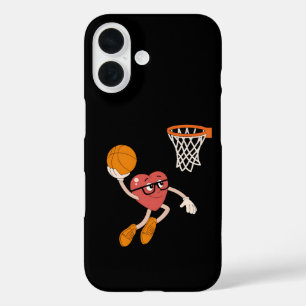 Valentijnsdag Hart Dunkerende Schattige Basketbal iPhone 16 Hoesje
