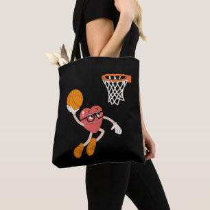 Valentijnsdag Hart Dunkerende Schattige Basketbal Tote Bag