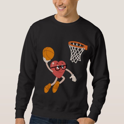 Valentijnsdag Hart Dunkerende Schattige Basketbal Trui (Voorkant)