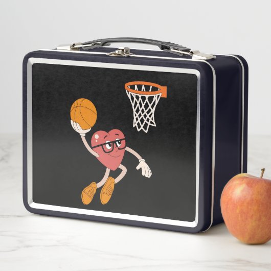 Valentijnsdag Hart Dunking Schattige Basketbal (In situ)