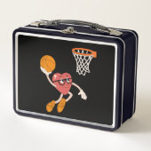 Valentijnsdag Hart Dunking Schattige Basketbal (Voorkant)