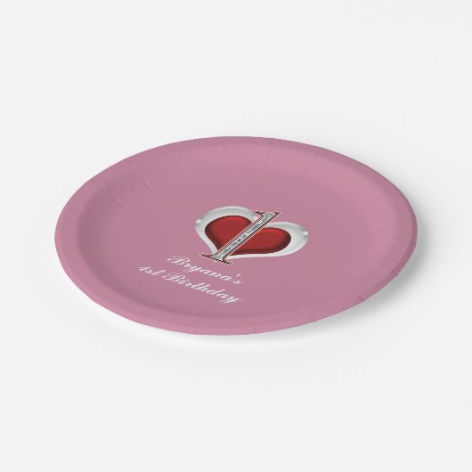 Valentijnsdag Hart één 1ST ELKE KLEURPARTIJ Papieren Bordje (Gekanteld)