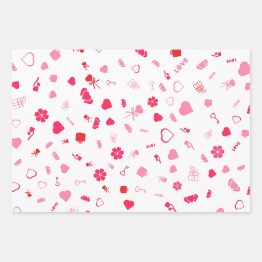 Valentijnsdag, hart en liefde inpakpapier vel (Voorkant 2)