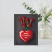 Valentijnsdag hart en rozen feestdagenkaart (Staand voorkant)