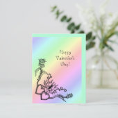 Valentijnsdag - hart en vlinder op regenboog feestdagenkaart (Staand voorkant)