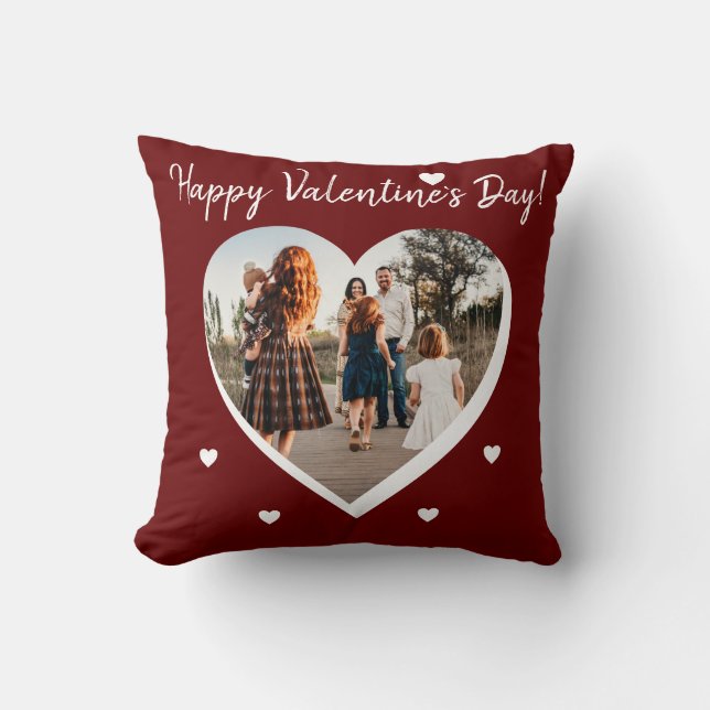 Valentijnsdag Hart Familie Foto Script Kussen (Voorkant)