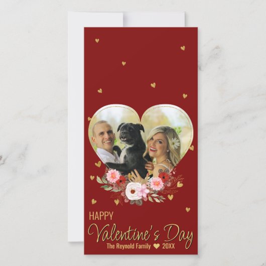 Valentijnsdag Hart Foto Gouden Glitters Hart Rood (Voorkant)