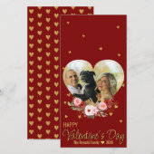 Valentijnsdag Hart Foto Gouden Glitters Hart Rood (Voorkant / Achterkant)