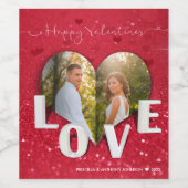 Valentijnsdag Hart Foto Rood Glitter Wijnlabel Wijn Etiket (Enkel label)