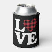 Valentijnsdag Hart Geruit Liefde  Blikjeskoeler (Blikje Voorkant)