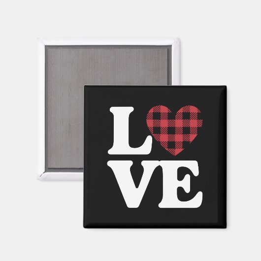 Valentijnsdag Hart Geruit Liefde Magneet (Voorkant / Achterkant)