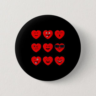 Valentijnsdag Hart Gezichten Emoticons Grappige Vr Ronde Button 5,7 Cm
