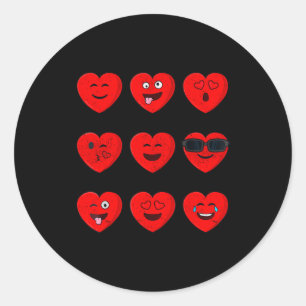 Valentijnsdag Hart Gezichten Emoticons Grappige Vr Ronde Sticker