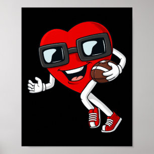 Valentijnsdag hart hardlopen met een Football jong Poster