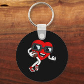Valentijnsdag hart hardlopen met een Football jong Sleutelhanger (Voorkant)