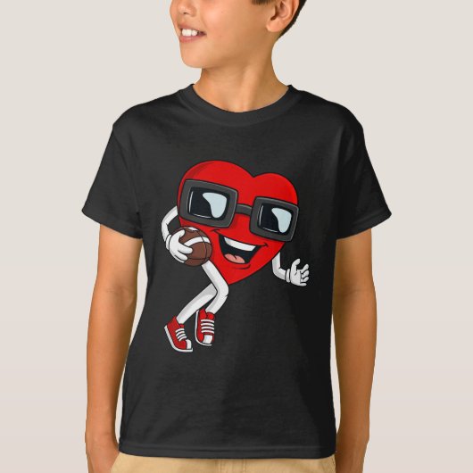 Valentijnsdag hart hardlopen met een Football jong T-shirt (Voorkant)
