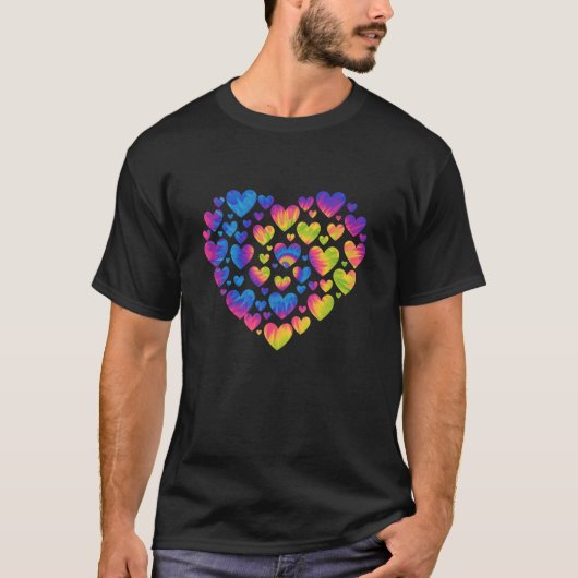 Valentijnsdag Hart Harten Tie Dye T-shirt (Voorkant)
