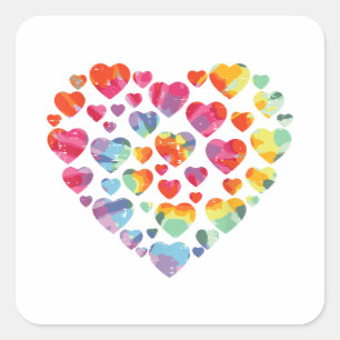 Valentijnsdag Hart Harten Tie Dye Vierkante Sticker
