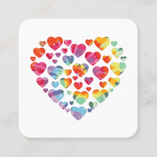 Valentijnsdag Hart Harten Tie Dye Vierkante Visitekaartje (Voorkant)