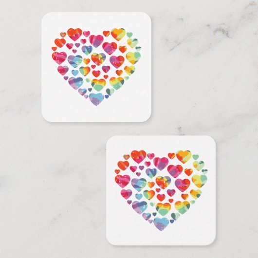 Valentijnsdag Hart Harten Tie Dye Vierkante Visitekaartje (Voorkant / Achterkant)