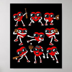 Valentijnsdag Hart Honkbal Slager Pitcher Leuk B Poster