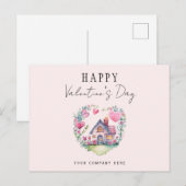 Valentijnsdag Hart Huis Waterverf Onroerend goed Feestdagenkaart (Voorkant / Achterkant)