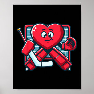 Valentijnsdag Hart IJshockey Keeper Speler Poster