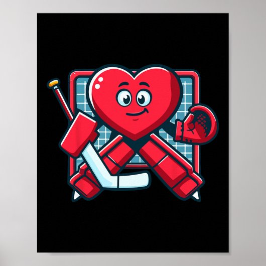 Valentijnsdag Hart IJshockey Keeper Speler  Poster (Voorkant)