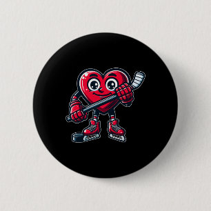 Valentijnsdag Hart IJshockeyspeler Sport  Ronde Button 5,7 Cm