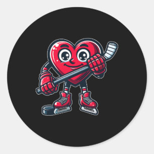 Valentijnsdag Hart IJshockeyspeler Sport  Ronde Sticker