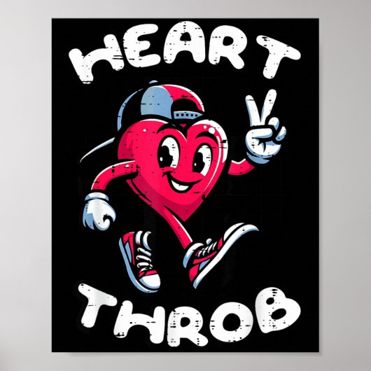 Valentijnsdag Hart Klop Vrede Retro Groovy Jongens Poster (Voorkant)