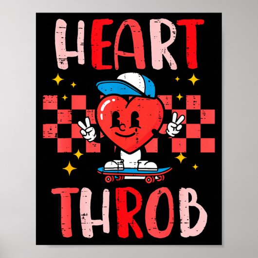 Valentijnsdag Hart Kloppend Skateboard Schattig Pe Poster (Voorkant)