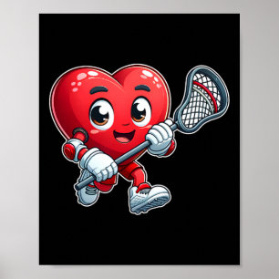 Valentijnsdag Hart Lacrosse Team Speler Sport Poster