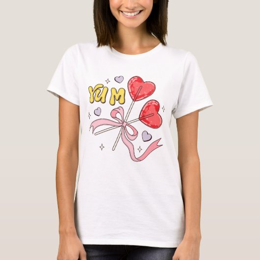Valentijnsdag Hart Lollipop T-shirt (Voorkant)