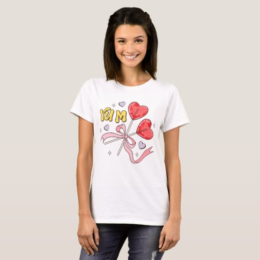 Valentijnsdag Hart Lollipop T-shirt (Voorkant volledig)