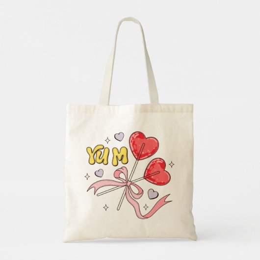 Valentijnsdag Hart Lollipop Tote Bag (Achterkant)