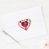 VALENTIJNSDAG HART MET PINKROSES MONOGRAM STICKER (Envelop)